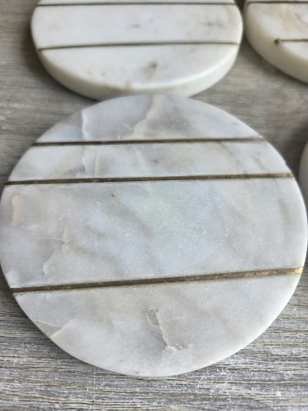 Set of 4 Marble Coasters with Gold Inlay